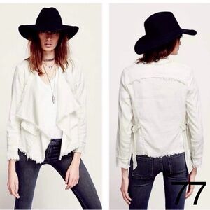 Free People Cream Frayed Jacket